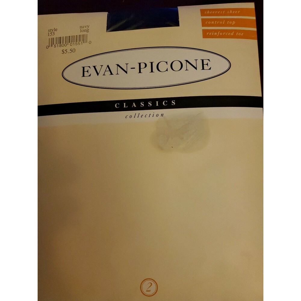 Evan Picone Classics Control Top Reinforced Toe Pantyhose Size Long ~ Navy
